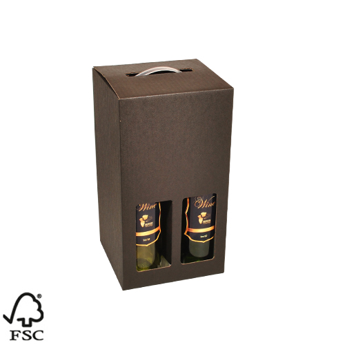 Geschenkdoos 4 flessen- Draagkarton zwart